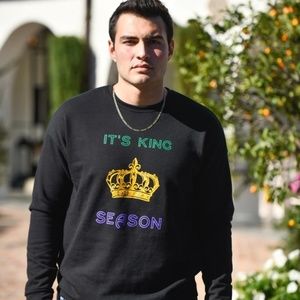 Mens' black, Mardi Gras King Season Sweatshirt